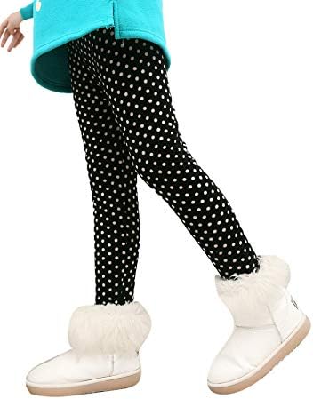 Girl's Thicken Tights Winter Thermal Fleece Lined Leggings Little Kids Stretchy Printed Pants