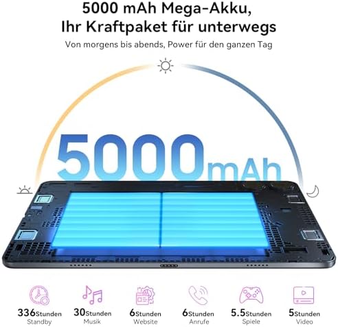 Android 16 Tablet mit Tastatur, 24 GB RAM+256 GB ROM (2 TB TF)