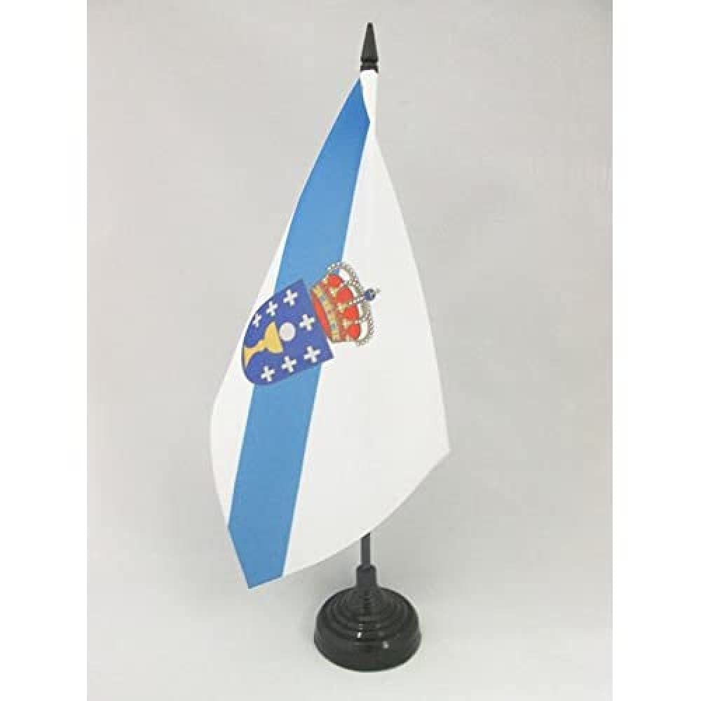 AZ FLAG Galicia Table Flag 5'' x 8'' - Spanish region of Galicia Office Decoration 100% Polyester 21 x 14 cm - Mini Desk Flag with Pole and Black Plastic Base