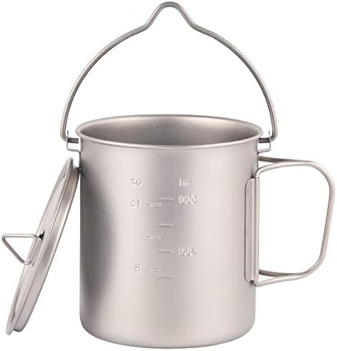 WOVELOTOutdoor Titanium Pot Cup Mug Pots Tableware Camping Cup Picnic Water Cup Mug Of Coffee Tea With Lid Pot 750Ml