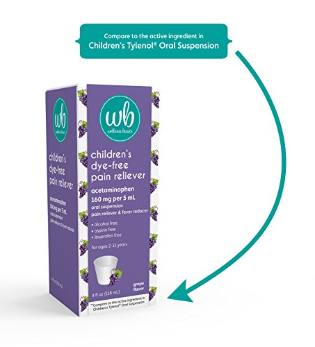 Wellness Basics Children's Pain & Fever Relief Acetaminophen Dye-Free Liquid, Grape, 4 Fluid Ounce