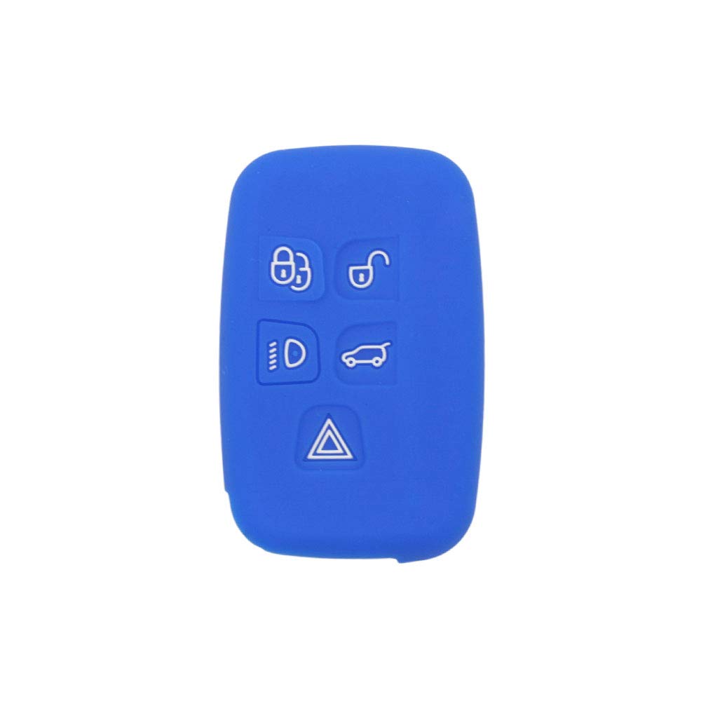 BROVACS Silicone Cover Protector Case Holder Skin Jacket Compatible with LAND ROVER LR4 Range Rover 5 Button Smart Remote Key Fob CV4982 Deep Blue