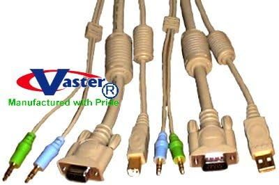 USB VGA AUDIO VIDEO COMBO CABLE, Multimedia Extension Cable Set Include USB2.0, 2 Stereo Audio &amp; SVGA Monitor Video Cable Set. 25 Ft