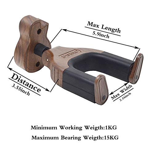 Easife Guitar Wall Mount Guitar Hanger Bracket Holder for Bass Ukulele Acoustic&Electric Guitars Stand String Instrument Accessories for Home/Studio Wall-Black Walnut Hardwood