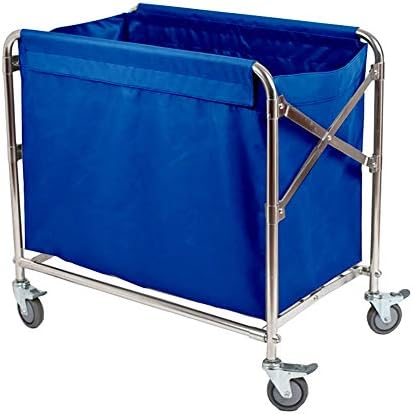 SUBBYE Folding Commercial Laundry Hamper with Removable Bag, Utility Laundry Basket Linen Trolley on Wheels, Ideal for Restaurant Hotel Housekeeping (Color : Blue)