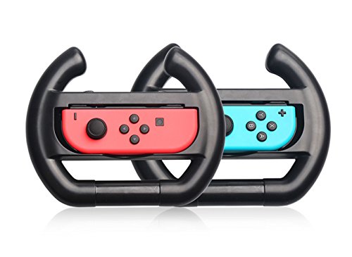 Switch Wheel, Proslife Switch Steering Wheel for Joy Con Controller, 2 Pack, Black/Black(Controllers Not Included)