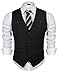 Coofandy Men's Black V-Neck Sleeveless Casual Slim Fit Dress Vest Waistcoat