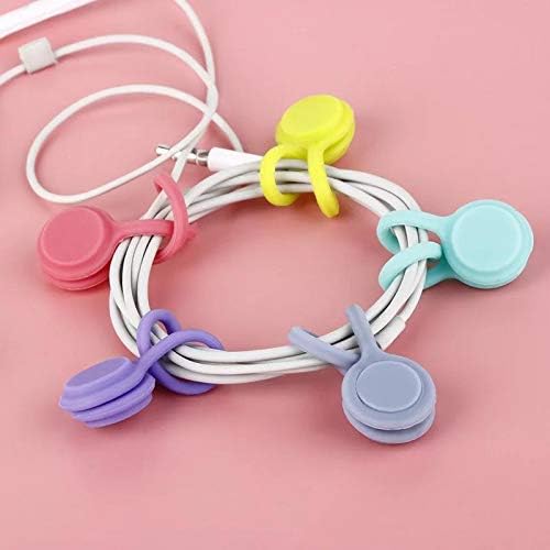 Smile Pick Silicone Magnet Coil Earphone USB Cable Winder Headset Type Bobbin Winder hubs Cord Holder(Random)-Pack of 2