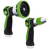 poshei Garden Hose Nozzle Spray Nozzle Set, Metal Water Nozzle, Heavy Duty 10 Adjustable Watering Patterns - Thumb Control Resistant - for Watering Plants, Cleaning, Car Wash and Showering Pets
