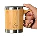 InGwest Active Life. Bamboo Coffee Mug for Men/Women - 11 fl.oz. (300 ml) Super Light Eco Stainless Steel CoffeeTea Mugs with Lid and Bamboo Handle! Large Coffee Mugs. Thickened layer of bamboo!