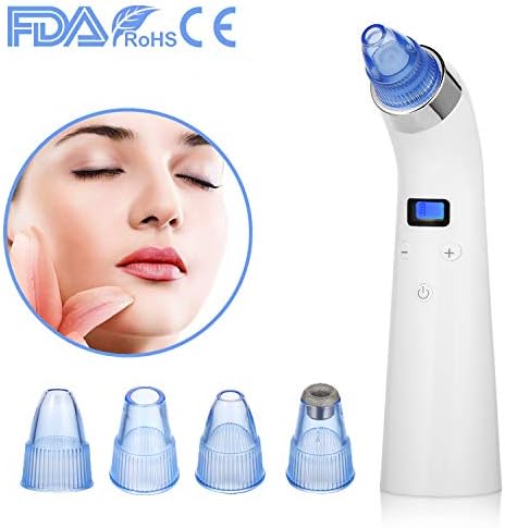Blackhead Remover, VOOKI Electric Blackhead Vacuum Suction Removal Facial Skin Pore Cleanser Vacuum Cleaner, 4 Heads Rechargeable Comedo Acne Extractor Tool Kit for men women