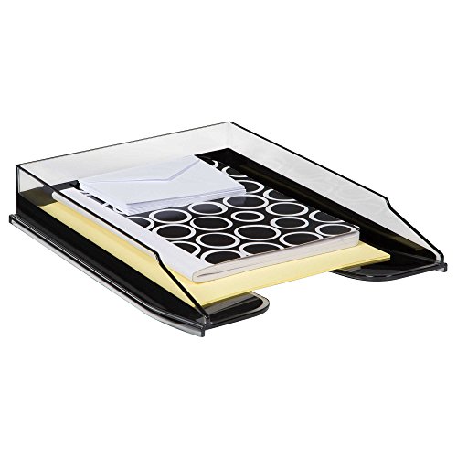 Richards Homewares Modern Acrylic Desk Organizer, Mail Sorter, Stackable Document Letter Tray - Clear/Black - Thumbnail 2