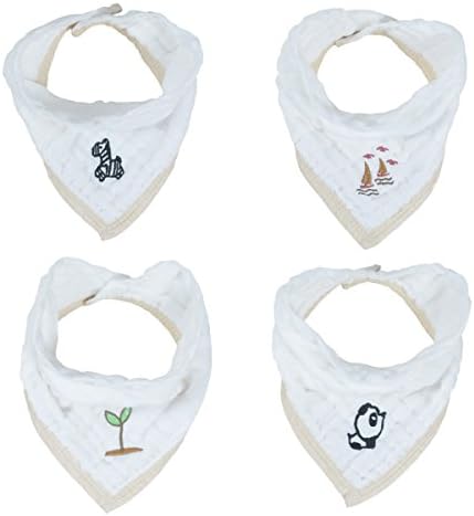 Baby Bandana Drool Bibs 100% Organic Cotton Baby Bibs, Unisex 4-Pack Gift Set for Feeding,Drooling and Teething, Soft and Absorbent, Hypoallergenic - for Baby Boys and Girls