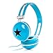 RockPapa Stereo Over Ear Star Wired Headphones Adjustable Earphones for Kids Childs Boys Girls Adults / MP3 MP4 DVD Phones Tablets Computer Blue