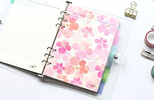 Funcoo Plastic Planner Index Dividers Category Page Tab Indexing Cards for A5 6-Holes Ring Binders/Planners Notebook/School Stationery, 6 Sheets/Pack, 2 Pack (Style-1)