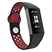 UMTELE Sport Bands Compatible with Fitbit Charge 3 & Charge 3 SE, Soft Silicone Breathable Sport Strap Replacement Wristband for Women Men, Large Small (Black Red1, Large)