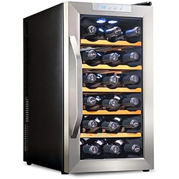 Ivation Premium Stainless Steel 18 Bottle Thermoelectric Wine Cooler/Chiller Counter Top Red & White Wine Cellar w/Digital Temperature, Freestanding Refrigerator Glass Door Quiet Operation Fridge