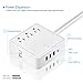 USB C Surge Protector Power Strip,TESSAN 3 Outlets Mountable Flat Plug Charging Station with 3 USB Ports+ Type C port(Total 30W/6A) 5 Ft Cord Desktop Dock & Charging Stand Organizer -White
