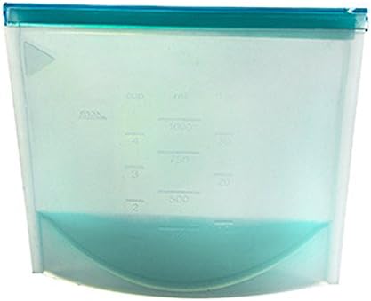 Catchmoney Reusable Vacuum food Zipper Bags,Food Sealer Silicone Storage Bag for Container Kitchen Fridge,1 pcs Ziplock Food Bag (Blue)