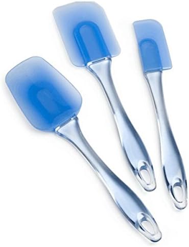 iQBit 3P Series Silicone Spatula Set for Icing Brownie Cake Frosting Decorating with Heat Resistance capability up to 482°F (Blue, Small - Medium - Large, Set of 3)