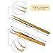 Straight & Curved Tweezers 2 Pieces Eyelash Extension Tweezers Set Stainless Steel Tweezers Lash Extension Tweezers Eye Makeup Tools (Gold)