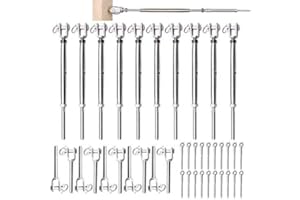WELTEK [10-Pack] T316 Stainless Steel Cable Railing Kits for 1/8" Wire Rope Cable, Jaw & Swage Turnbuckle, Fork Terminal Swag