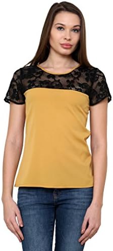 Anasazi Women's Lace Yoke Poly Crep Top Large Multi-Coloured