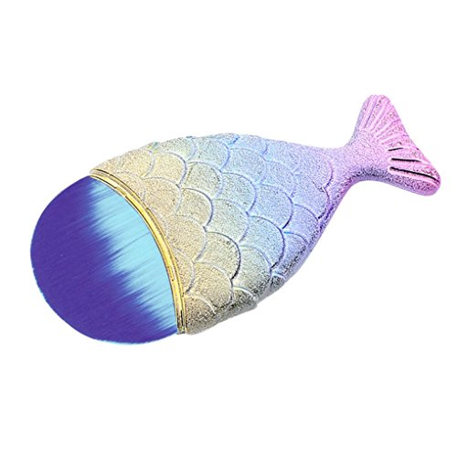 Make Up Brush, Dressin New Design Fashion Fish Scale Makeup Brush Fishtail Bottom Brush Powder Blush Makeup Cosmetic Brush (Sliver)