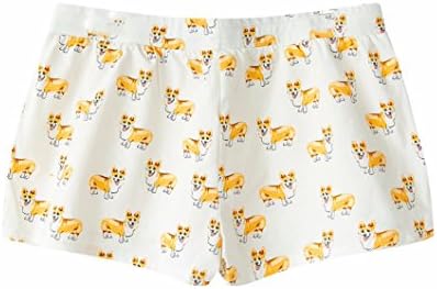 Fashion Culture Women's Corgi Dog Print Pajama Lounge Shorts, White