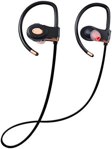 MEZVOK Bluetooth Headphones, Wireless Headset, In-ear Earbuds With Over-ear Hooks, Noise Cancelling, V4.1+ CSR, With Build-in Mic, Secure Fit Bluetooth Headset For Running, Workout and Gym, Rose Gold