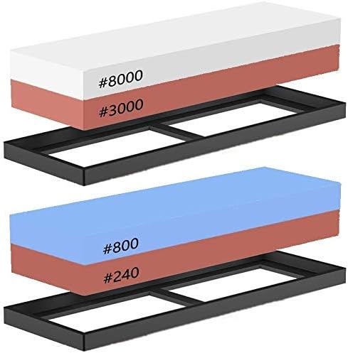 Timiland 両面砥石 2個 砥石 仕上げ研石 包丁研ぎ砥石 240番 800番 3000番 8000番 ステンレス 鋼両用 中砥石と仕上げ用の砥石 家庭用砥石 包丁研ぎ専用 ホワイトコランダム製で耐腐食性 耐熱性 耐久性があります 人気