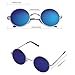 Aoron Vintage Round Sunglasses with Polarized Mirrored Lenses for Retro Women and Men (Light Blue Mirrored, 46mm lens width)
