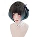 Bob Wig Ombre Blue Bangs - Natural Short Bob Ombre Blue Wigs For Women Cosplay, Party and Daily, Synthetic Hair Lolita Wig Perfect For Dressing Up