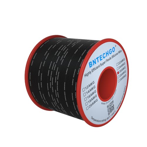 BNTECHGO 26 Gauge Silicone Wire Spool Black 250 ft Ultra Flexible High Temp 200 deg C 600V 26 AWG Silicone Rubber Wire 30 Strands of Tinned Copper Wire Stranded Wire for Model Low Impedance โ image 1