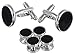Areke Tuxedo Mens Cufflinks And Studs Set For Formal Shirts Business Wedding With Shiny Silver Trimming Style Set of 8