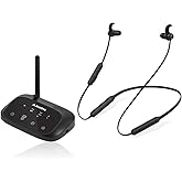 Avantree HT5006 Wireless Headphones Earbuds for TV Watching, Neckband Earphones Hearing Set w/Bypass Bluetooth Transmitter for Optical Digital, RCA, 3.5mm Ported TVs, Plug n Play, No Delay