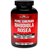 Pure Rhodiola Rosea Supplement - 500mg Siberian Rhodiola Extract 3% Rosavins and 1% Salidroside - For Thyroid Support, Stress Relief, Natural Energy, Brain Function and Focus - 90 Vegetarian Capsules