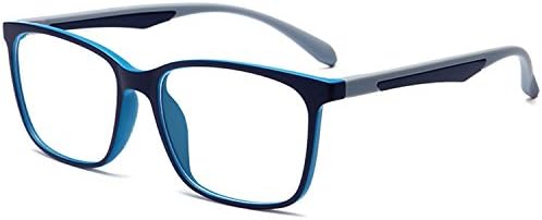 ANRRI Blue Light Blocking Computer Glasses for UV Protection Anti Eyestrain Anti Glare Transparent Lens Lightweight Frame Eyeglasses, Gray, Unisex(Men/Women)