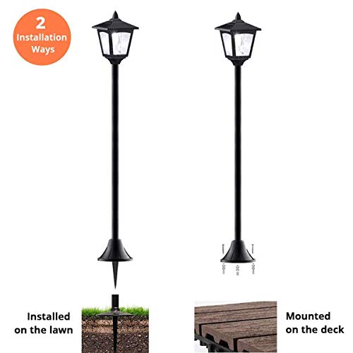 40 Inches Mini Solar Lamp Post Lights Outdoor, Solar Powered Vintage Street Lights for Lawn, Pathway, Driveway, Front/Back Door, Pack of 2 - Thumbnail 2