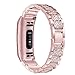 Mtozon Metal Bands Compatible with Fitbit Charge 3/Charge 4, Replacement Metal Rhinestone Bling Bracelet Wristband for Women, Rose Gold