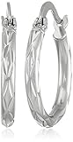 Sterling Silver Starburst Diamond Cut Hoop Earrings
