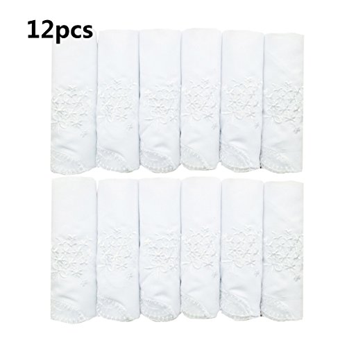 CoCoUSM Womens Embroidery Floral Cotton Handkerchiefs Pack of 3/6/12