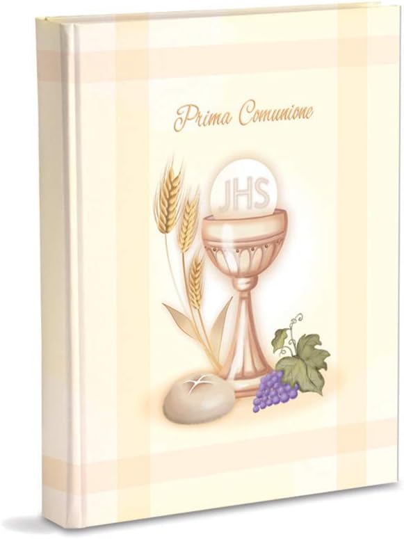 Mareli First Communion Photo Album 23 x 30 cm 60 White Pages in Thick and Durable Cardboard Intervaled with Pergamin, Goblet and Ears