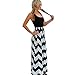 Newfits Womens Striped Zig Zag Scoop Neck Chevron Print Tank Maxi Long Dress BlackA X-Large
