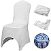 Happybuy White Chair Covers, Stretch Polyester Spandex Slipcovers for Banquet Dining Party Wedding Decorations, Folding Slipcovers, Arched Front Chair Covers (100pcs-Arched Front)