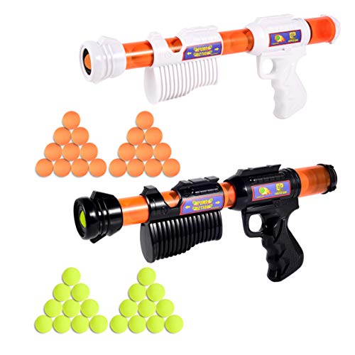 GamePath 2 pcs Power Popper Gun Dual Battle Pack Foam Ball Play Guns