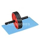 TNP Accessories Double Abdominal Exercise Roller Wheel Ab Wheel With Knee Mat Pad Top Quality Rollers Abs Roller (Red)