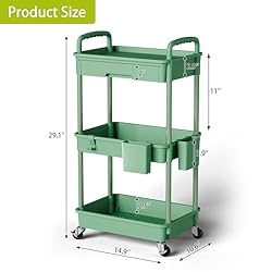 Sorgion 3 Tier Small Rolling Cart Organizer,Laundry