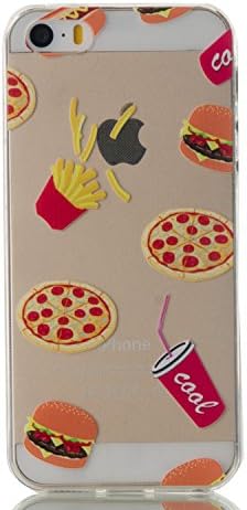 iPhone SE Case, iPhone 5 5S Case, LTWS Premium Accessory Ultra Thin Transparent Clear Soft Gel TPU Silicone Case Cover for Apple iPhone SE/5/5S-Hamburger and French fries