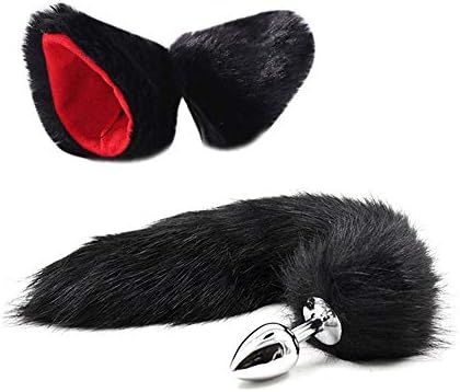 Plush Cat Ears Hair Clip and Fox Tail B-ütt an-âl Pl-ùg T-ö-ys